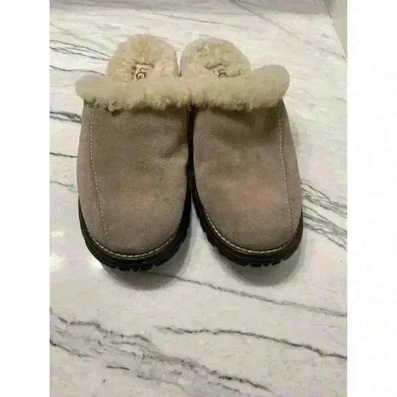 UGG Australia Sand Color Suede Leather Sherpa Lined Slip-On Clog 5397 Size 6 - Picture 5 of 8